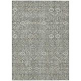 8' X 10' Cream and Tan Floral Washable Non Skid Indoor Outdoor Area Rug