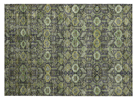 2' X 3' Blue and Green Floral Washable Non Skid Indoor Outdoor Area Rug