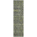 8' Blue And Green Floral Washable Indoor Outdoor Runner Rug