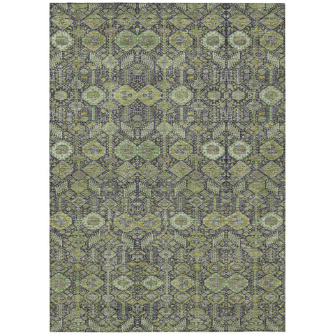 3' X 5' Blue and Green Floral Washable Non Skid Indoor Outdoor Area Rug