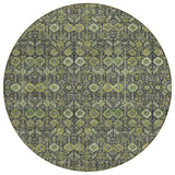 8' Round Blue and Green Round Floral Washable Non Skid Indoor Outdoor Area Rug
