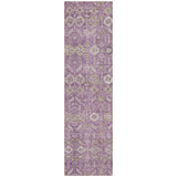 8' Runner Lavender and Ivory Floral Washable Non Skid Indoor Outdoor Runner Rug