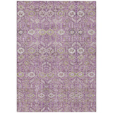 3' X 5' Lavender and Ivory Floral Washable Non Skid Indoor Outdoor Area Rug