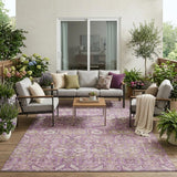 5' X 8' Lavender and Ivory Floral Washable Non Skid Indoor Outdoor Area Rug