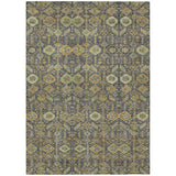 8' X 10' Blue and Orange Floral Washable Non Skid Indoor Outdoor Area Rug