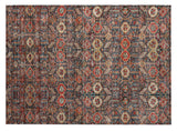 2' X 3' Red and Dark Blue Floral Washable Non Skid Indoor Outdoor Area Rug