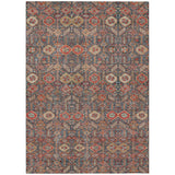 3' X 5' Red and Dark Blue Floral Washable Non Skid Indoor Outdoor Area Rug