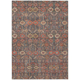 5' X 8' Red And Dark Blue Floral Washable Indoor Outdoor Area Rug