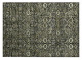 2' X 3' Moss Green and Gray Floral Washable Non Skid Indoor Outdoor Area Rug