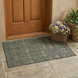 3' X 5' Moss Green And Gray Floral Washable Indoor Outdoor Area Rug