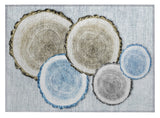 2' X 3' Blue Gold and Gray Faux Bois Washable Non Skid Indoor Outdoor Area Rug