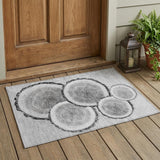 2' X 3' Gray and Black Faux Bois Washable Non Skid Indoor Outdoor Area Rug