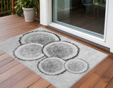 2' X 3' Gray and Black Faux Bois Washable Non Skid Indoor Outdoor Area Rug