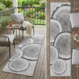 8' Runner Gray and Black Faux Bois Washable Non Skid Indoor Outdoor Runner Rug