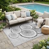 5' X 8' Gray and Black Faux Bois Washable Non Skid Indoor Outdoor Area Rug