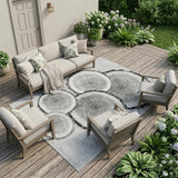 8' X 10' Gray and Black Faux Bois Washable Non Skid Indoor Outdoor Area Rug