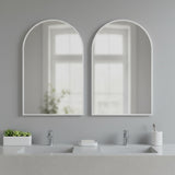 Set of Two Silver Metal Arch Framed Accent Mirrors