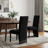 Set of Two Black Upholstered Velvet Dining Side Chairs