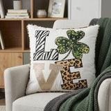16" Green And White St Patricks Day Throw Pillow with Applique