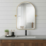 36" Gold Iron Arch Tilting Framed Bathroom Vanity Mirror