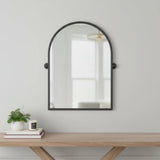 36" Black Metal Arch Tilting Framed Accent Mirror