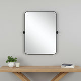 36" Black Metal Tilting Framed Accent Mirror