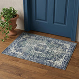 2' X 3' Blue and Ivory Floral Area Rug