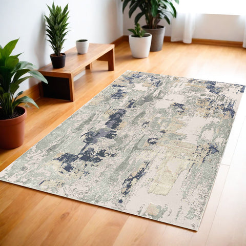 4' X 6' Blue and Gray Abstract Area Rug