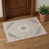 2' X 3' Pink and Cream Medallion Area Rug