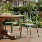 Set of Two Green Heavy Duty Plastic Outdoor Stacking Dining Chairs