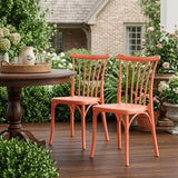 Set of Two Salmon Heavy Duty Plastic Outdoor Stacking Dining Chairs
