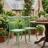 Set of Two Green Heavy Duty Plastic Outdoor Stacking Dining Chairs