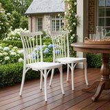 Set of Two White Heavy Duty Plastic Outdoor Stacking Dining Chairs