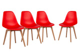 Set of Four 21" Red Heavy Duty Plastic Outdoor Dining Chairs