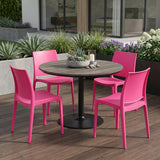 Set of Four Fuchsia Heavy Duty Plastic Outdoor Stacking Dining Chairs
