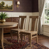 Set of Two Brown Solid Wood Slat Back Dining Side Chairs