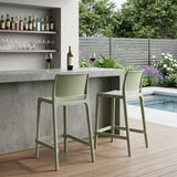 Set of Two 26" Green Heavy Duty Plastic Low Back Outdoor Counter Height Bar Chairs