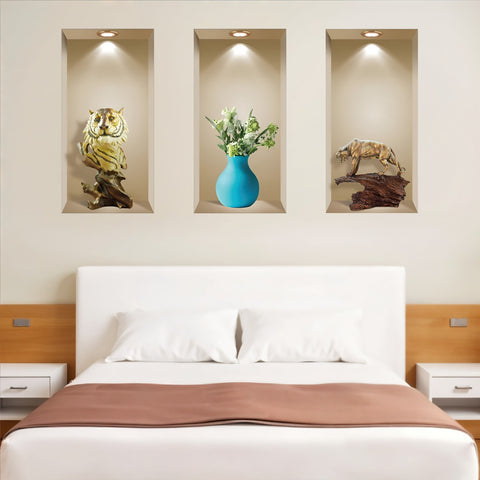 Set of Three Ana Faux Niche 3D Peel and Stick Wall Decals