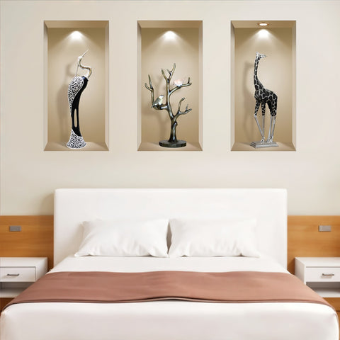 Set of Three Apa Faux Niche 3D Peel and Stick Wall Decals