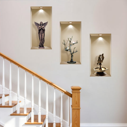Set of Three Aca Faux Niche 3D Peel and Stick Wall Decals