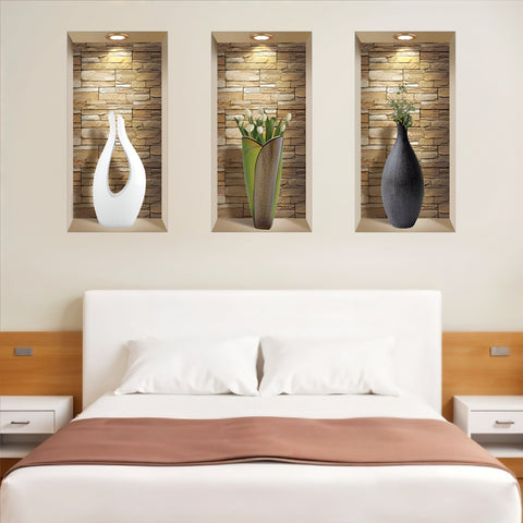 Set of Three Dia Faux Niche 3D Peel and Stick Wall Decals