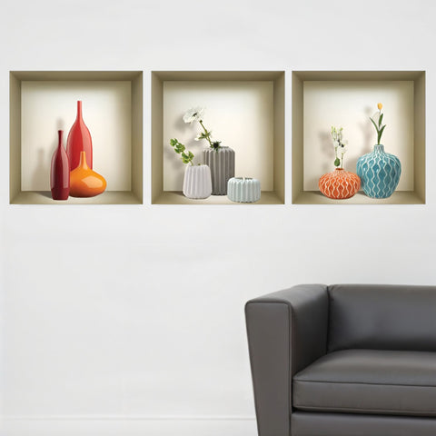 Set of Three Liv Faux Niche 3D Peel and Stick Wall Decals