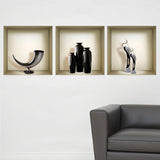 Set of Three Max Faux Niche 3D Peel and Stick Wall Decals