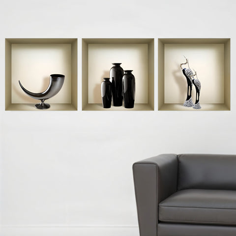 Set of Three Max Faux Niche 3D Peel and Stick Wall Decals