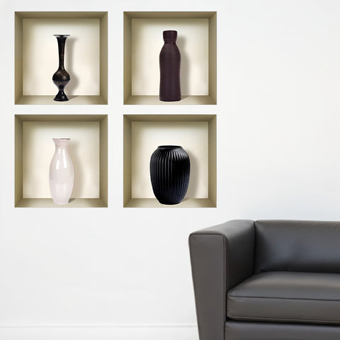 Set of Four Mac Faux Niche 3D Peel and Stick Wall Decals