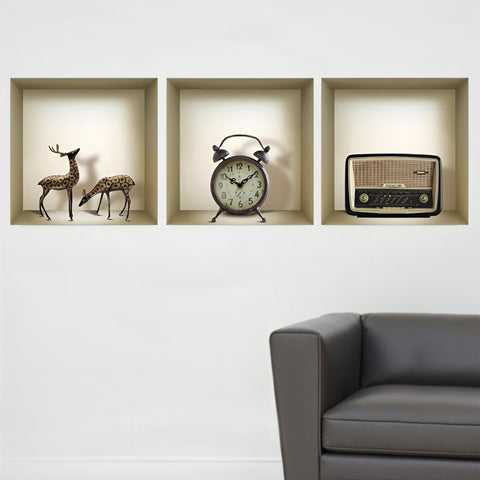 Set of Three Sky Faux Niche 3D Peel and Stick Wall Decals