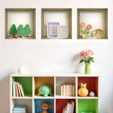 Set of Three Ash Faux Niche 3D Square Peel and Stick Wall Decals