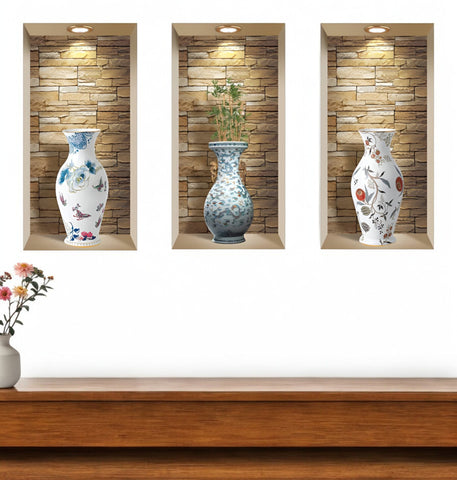 Set of Three Rue Faux Niche 3D Peel and Stick Wall Decals
