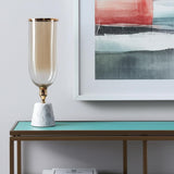 19" Gold And White Glass And Marble Table Vase