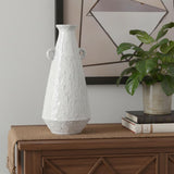 12" White Terracotta Tapered Jug Vase